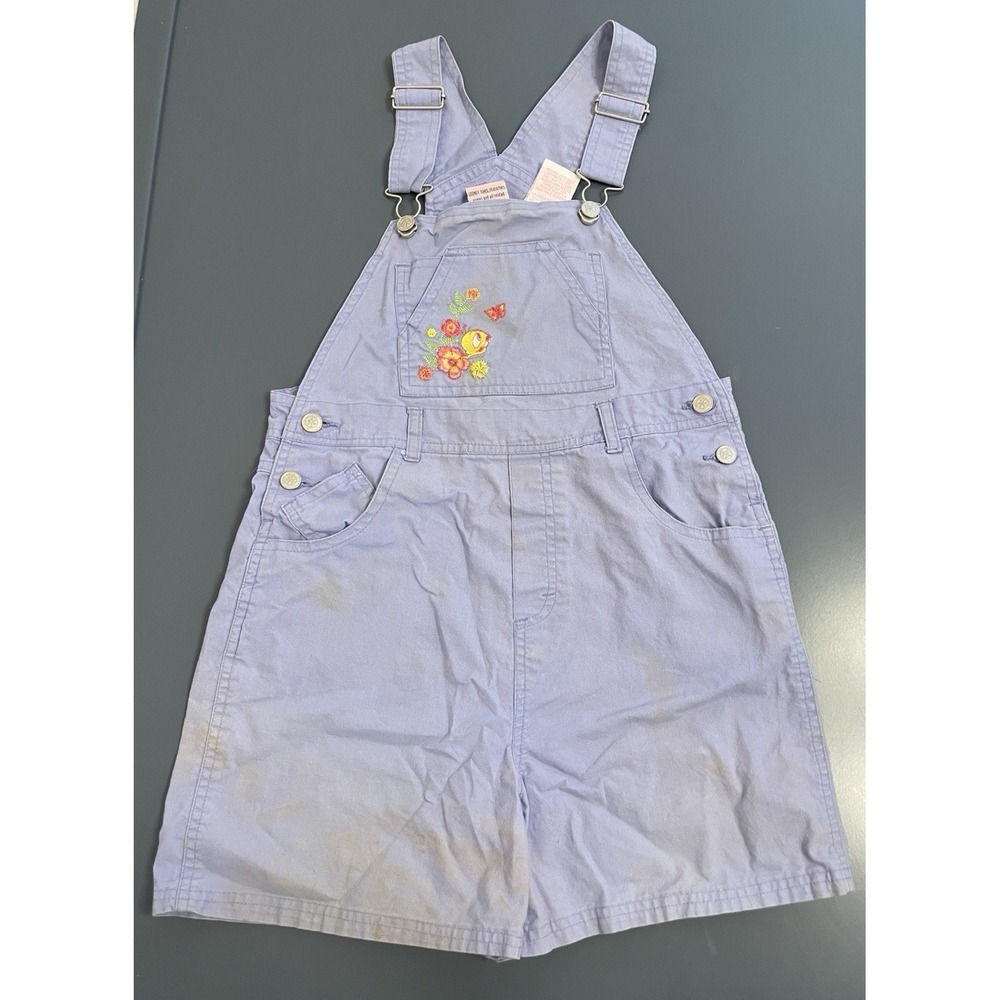 FLAW Vintage 90s Looney Tunes Tweety Overalls Girl 10-12 Purple Embroidered READ